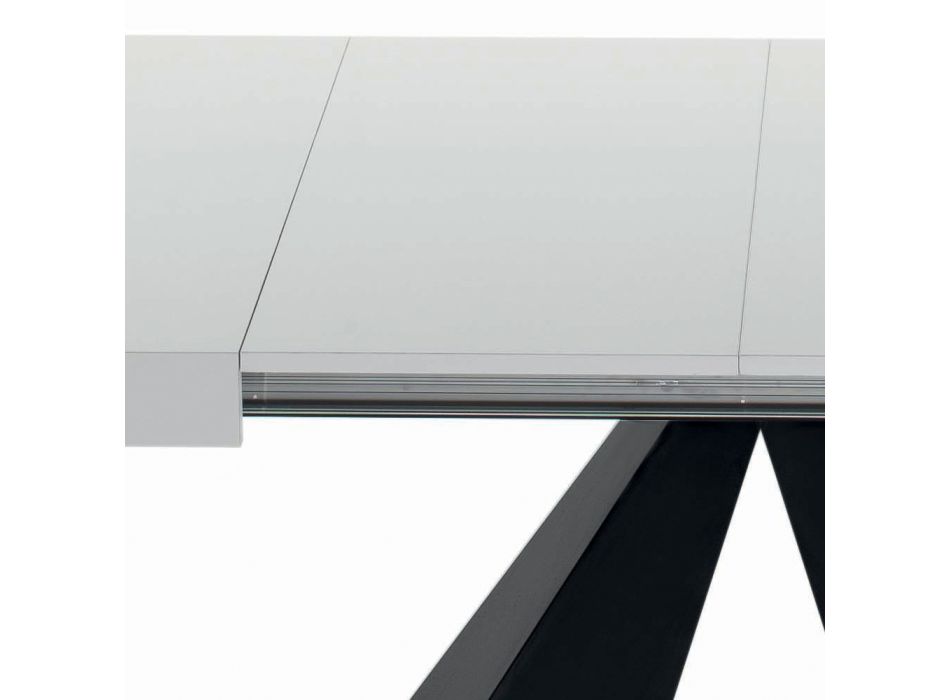 Ausziehbarer Tisch mit zentraler Öffnung und klappbarer Kante, hergestellt in Italien – Dalmata Viadurini