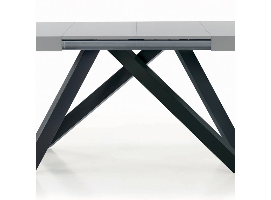 Ausziehbarer Tisch mit synchronisierter zentraler Öffnung aus Laminat – Settimmio Viadurini