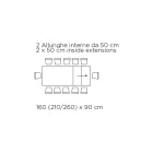 Ausziehbarer Tisch mit synchronisierter seitlicher Öffnung aus Melamin – Settimmio Viadurini