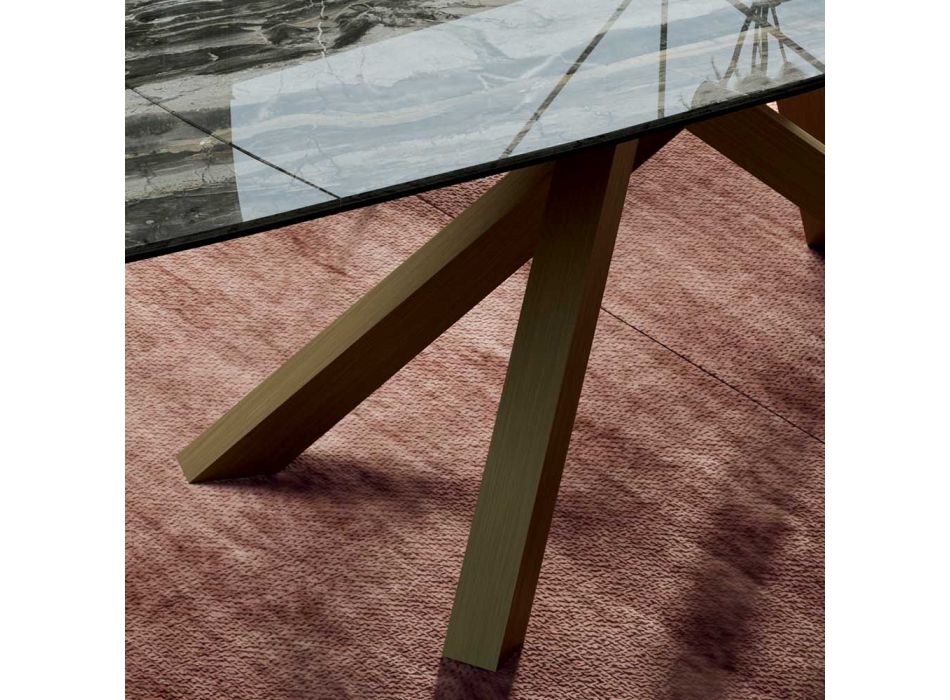 Ausziehbarer Tisch mit Untergestell und Platte in verschiedenen Ausführungen, hergestellt in Italien – Settimmio Viadurini