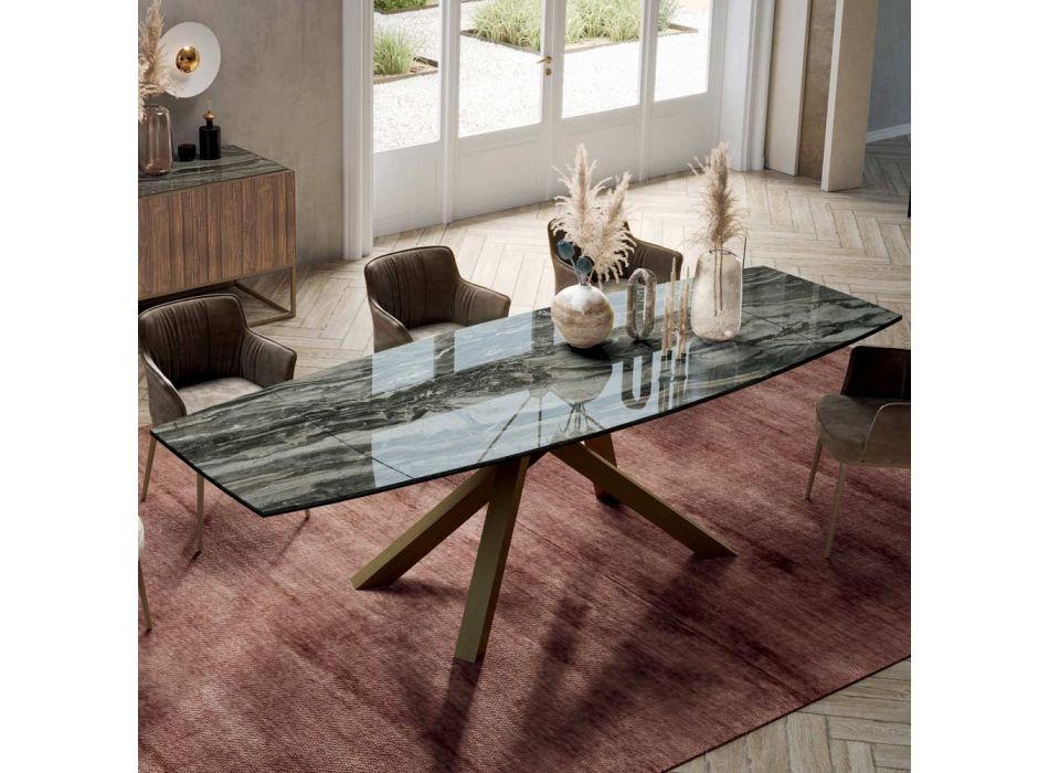 Ausziehbarer Tisch mit Untergestell und Tischplatte in verschiedenen Ausführungen, hergestellt in Italien – Settimmio Viadurini