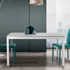 Ausziehbarer Tisch mit weißen Metallbeinen und Melaminplatte - Shaila Viadurini