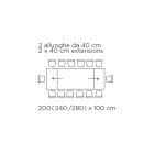 Ausziehbarer Tisch mit Glasplatte, hergestellt in Italien – Equatore Viadurini