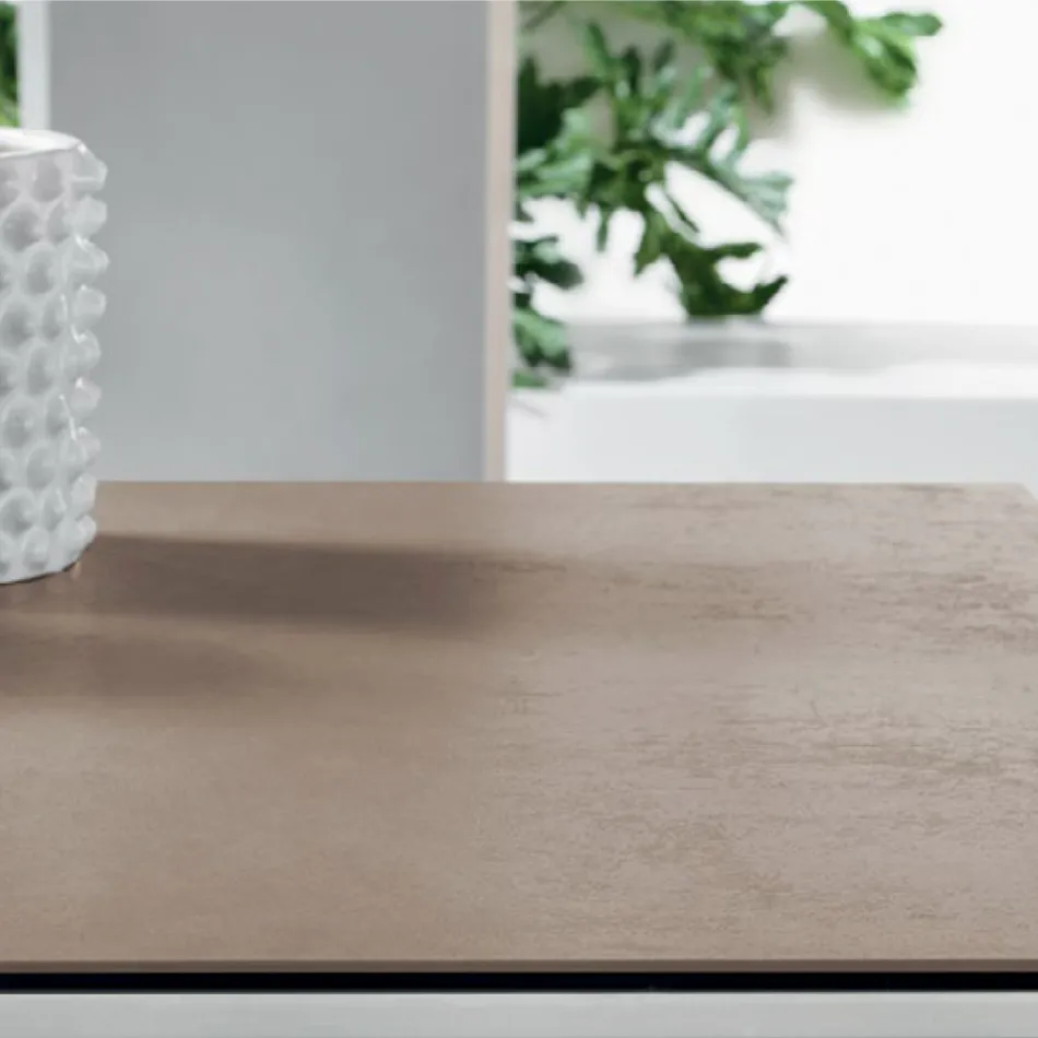 Ausziehbarer Beistelltisch Fokos Terra mit Glaskeramikplatte – Anis Viadurini