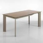 Erweiterbarer Tisch mit Zeno taupe lackiertem Hartglas Viadurini