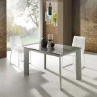 Erweiterbarer Tisch mit Zeno taupe lackiertem Hartglas Viadurini