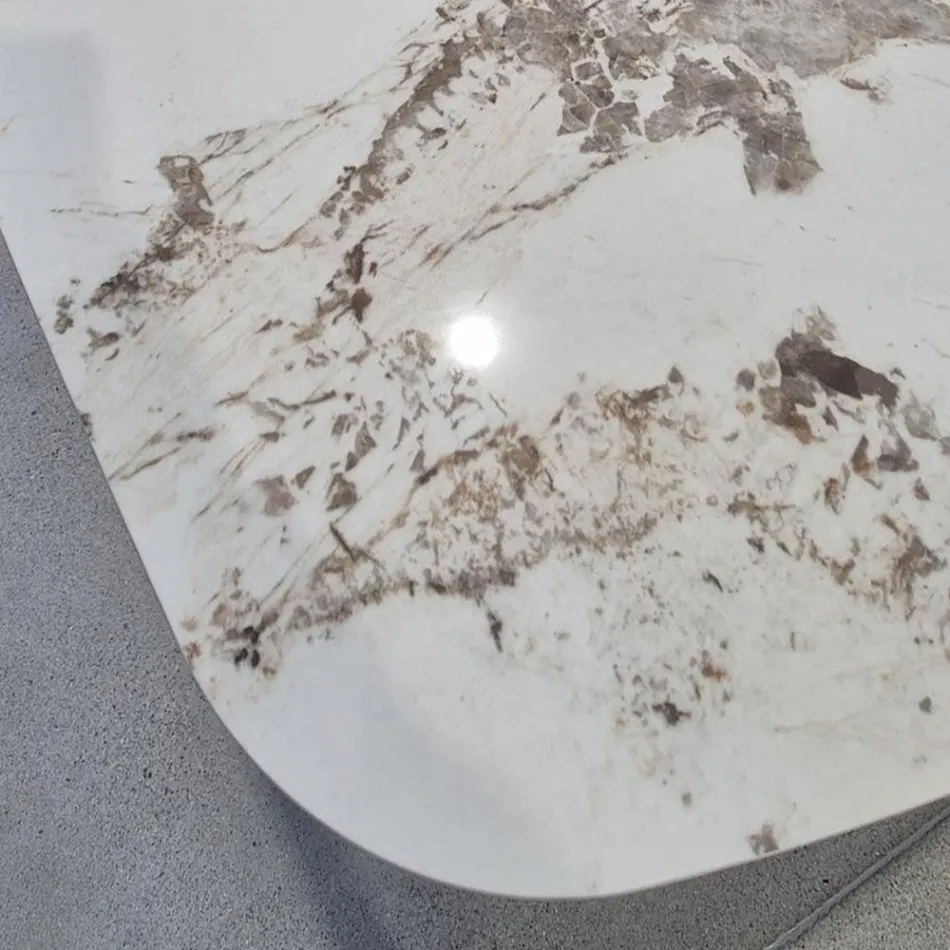 Ausziehbarer Tisch von 180 bis 260 cm in Sinterstein-Gres mit Pandora-Finish - Orion Viadurini