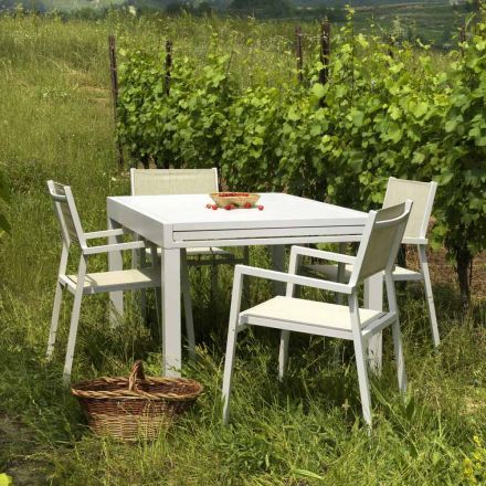 Ausziehbarer Gartentisch komplett aus Aluminium - Sheet Viadurini