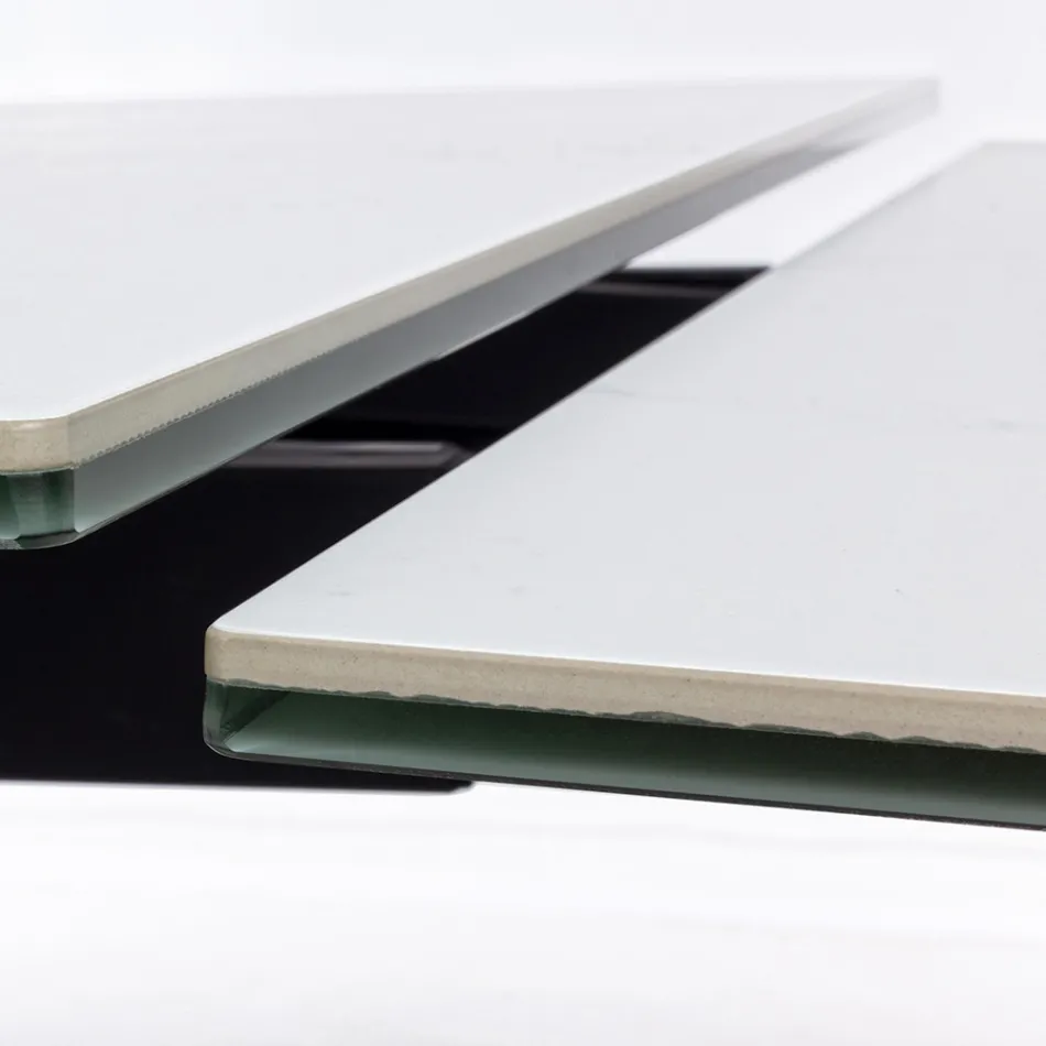 Ausziehbarer Esstisch 240 cm Glas- und Keramikplatte - Barone Viadurini