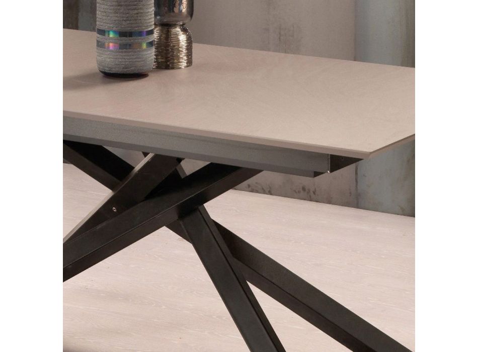 Ausziehbarer Designtisch mit Metallbeinen, Lucera Viadurini