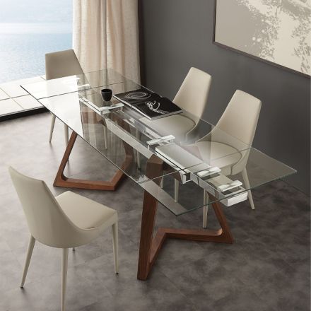 Hartglas Tisch verlängerbar in modernem Design Iside Viadurini