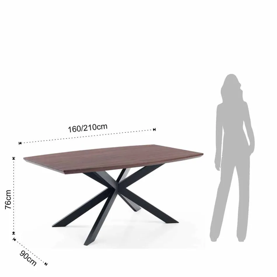 Ausziehbarer Designtisch aus MDF und Metall, Torquato Viadurini