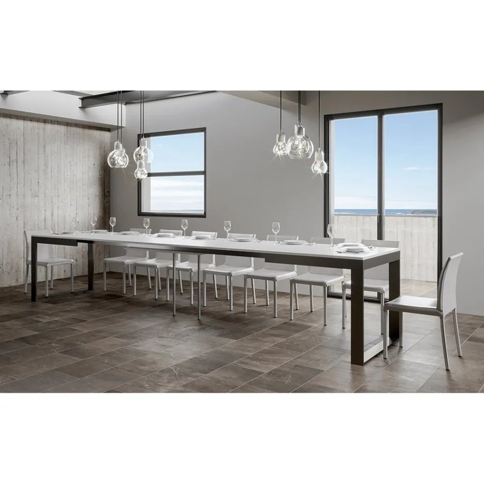 Ausziehbarer Tisch mit modernem Design aus Melaminholz - Badesi Viadurini