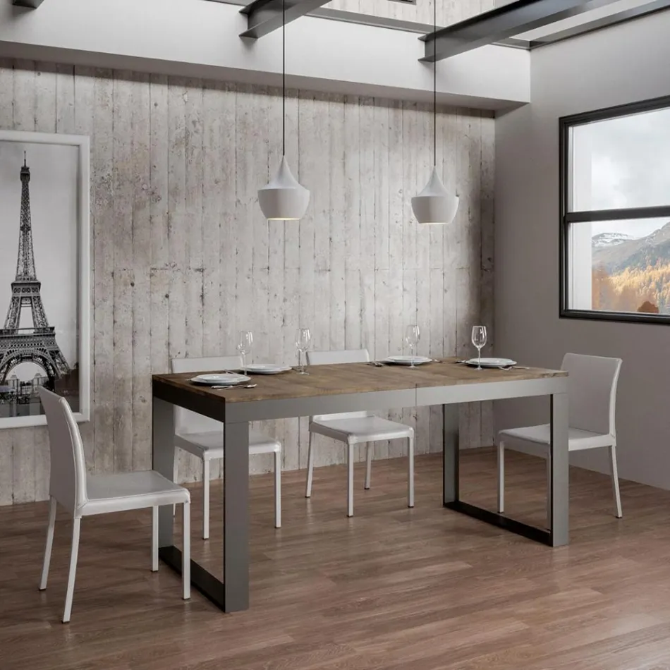 Ausziehbarer Tisch mit modernem Design aus Melaminholz - Badesi Viadurini