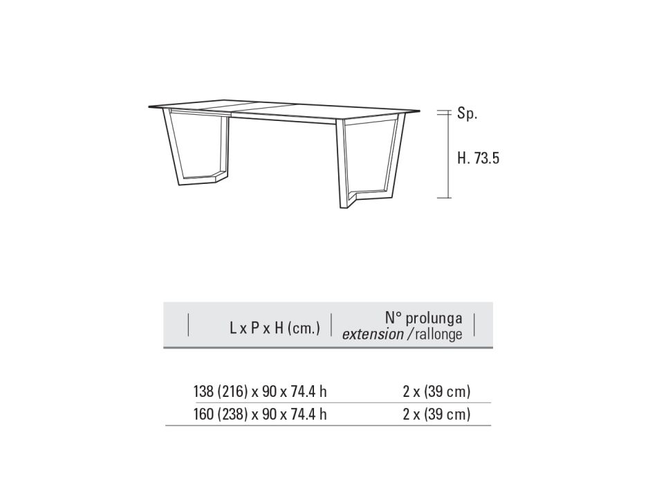 Ausziehbarer Tisch bis 238 cm mit Laminamplatte Made in Italy - Pablito