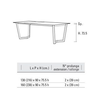 Ausziehbarer Tisch bis 238 cm aus Metall und HPL Made in Italy - Pablito