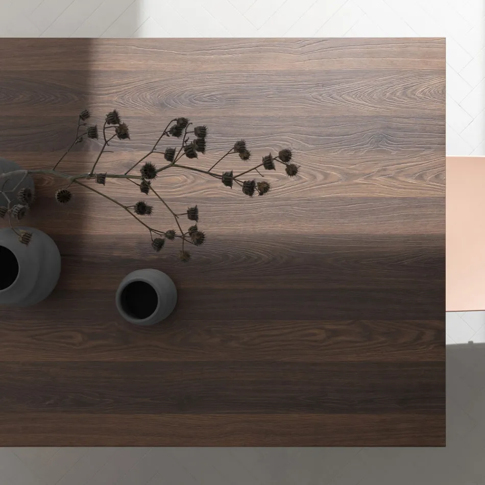 Ausziehbarer Tisch bis 238 cm Moka Metall und HPL Made in Italy - Pablito Viadurini