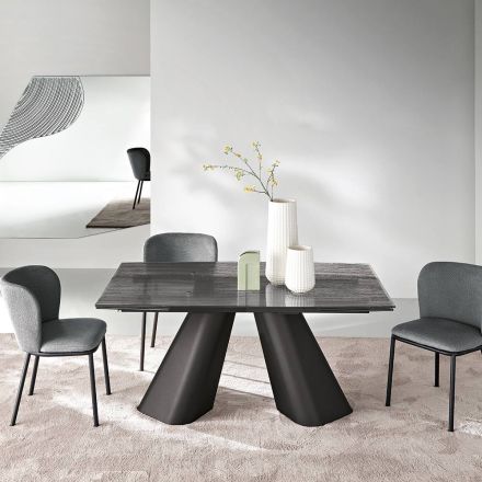 Ausziehbarer Tisch bis zu 240 cm aus klarem, geriffeltem Glas, hergestellt in Italien - Talete Viadurini