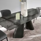 Ausziehbarer Tisch bis zu 240 cm aus klarem, geriffeltem Glas, hergestellt in Italien - Talete Viadurini
