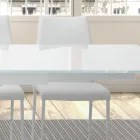 Ausziehbarer Tisch bis 278 cm aus Glas und weißem Stahl, hergestellt in Italien – Grotta Viadurini