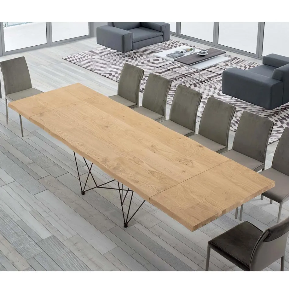 Ausziehbarer Tisch bis 300 cm aus furniertem Holz Made in Italy – Ezzellino Viadurini