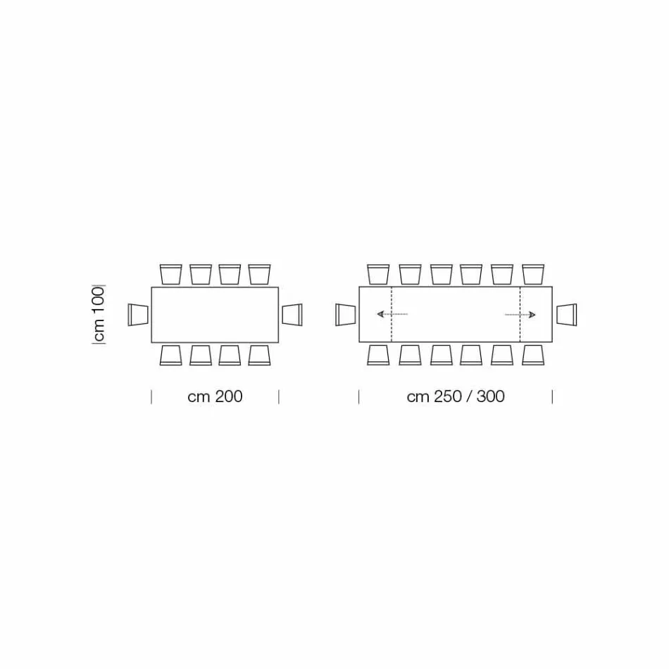 Ausziehbarer Tisch bis 300 cm aus furniertem Holz Made in Italy – Ezzellino Viadurini