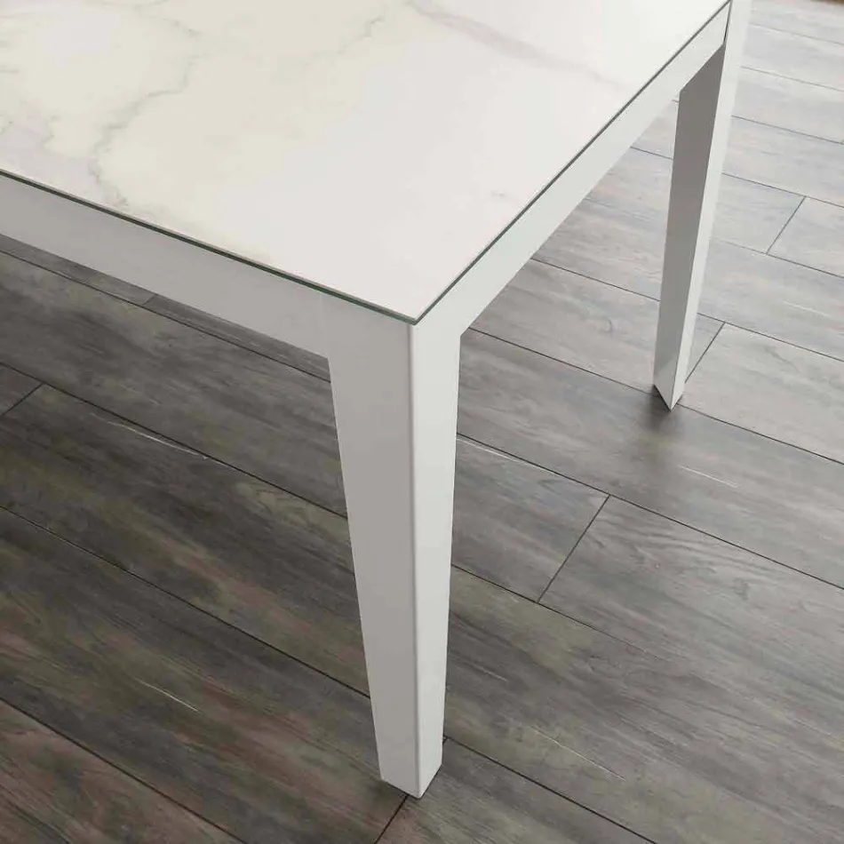 Ausziehbarer Cagliari-Tisch aus Glaskeramik und Metall bis 380 cm Viadurini