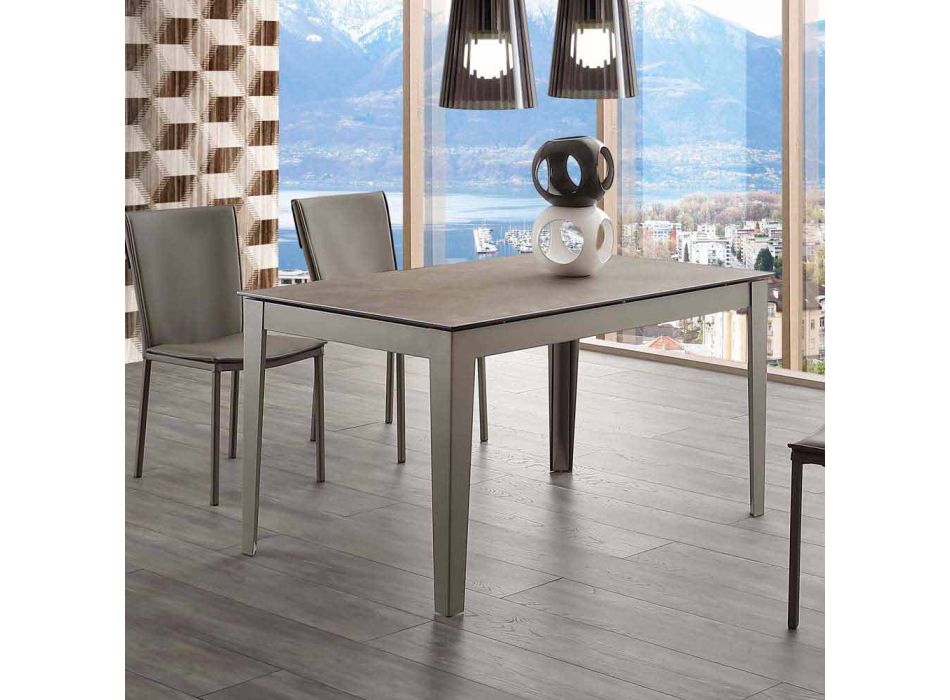 Ausziehbarer Cagliari-Tisch aus Glaskeramik und Metall bis 380 cm