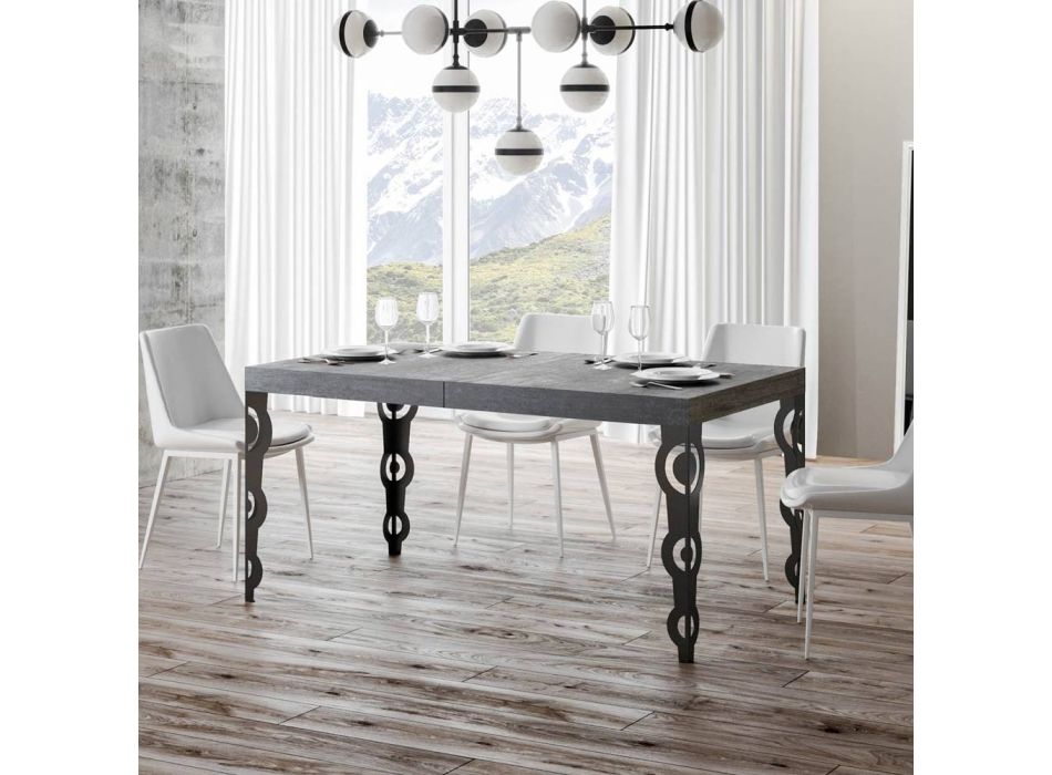 Ausziehbarer Tisch bis zu 4 m aus Melaminholz und Eisen, hergestellt in Italien – Marella Viadurini
