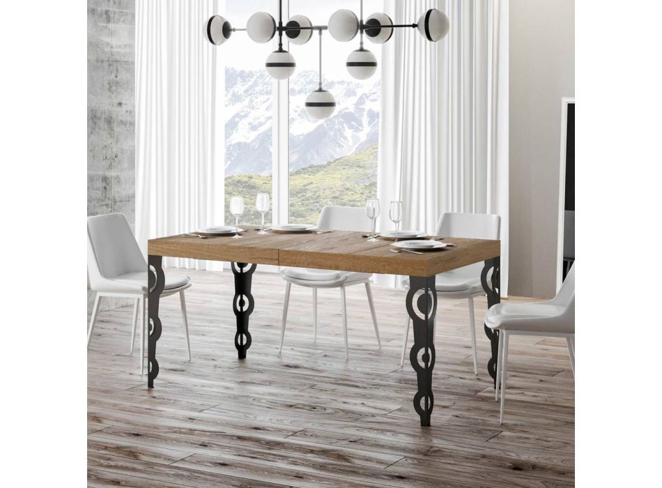 Ausziehbarer Tisch bis zu 4 m aus Melaminholz und Eisen, hergestellt in Italien – Marella Viadurini