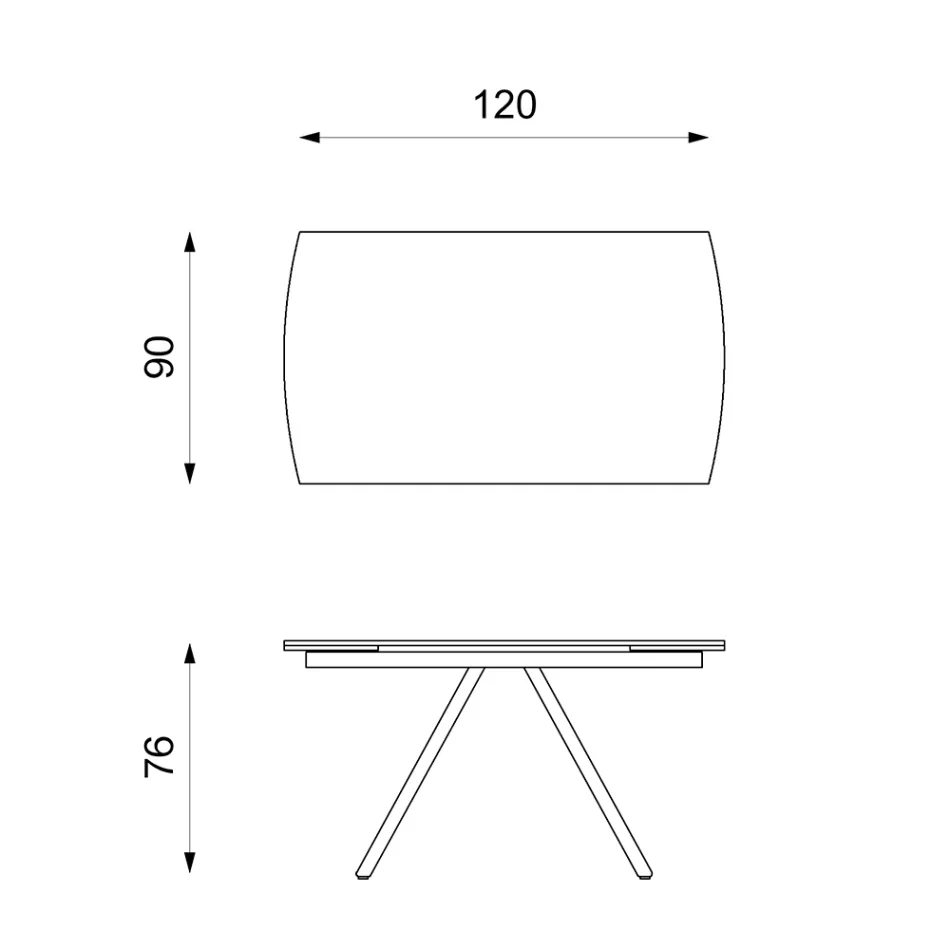 Ausziehbarer Tisch bis 180 cm aus Keramik auf Glas und Metall – Lozzolo Viadurini