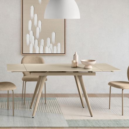 Ausziehbarer Tisch bis 180 cm in Marmoroptik aus Stein und Metall - Numa Viadurini