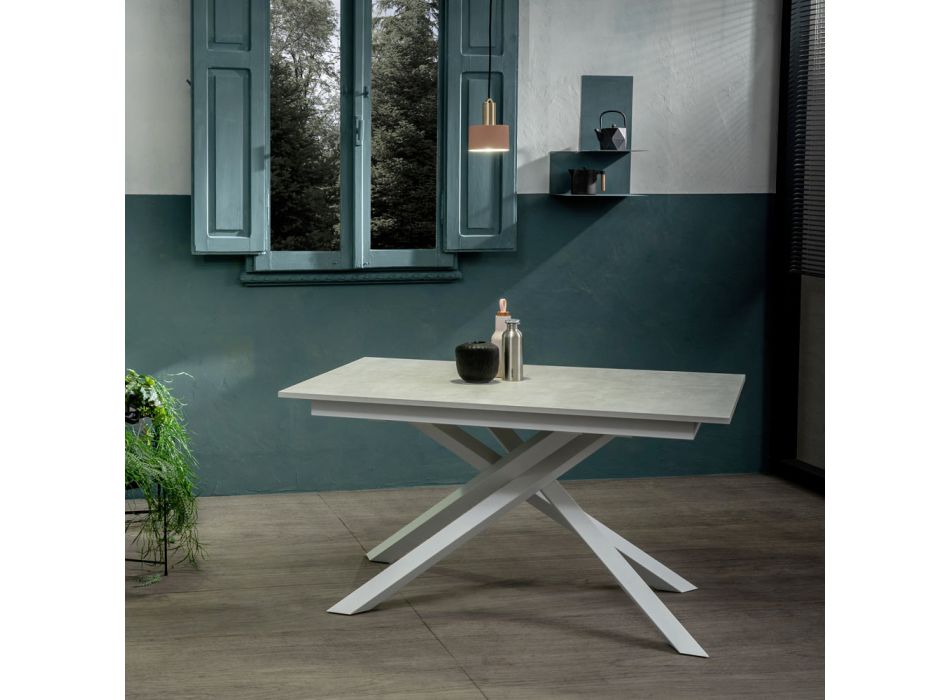 Ausziehbarer Tisch bis 190 cm mit Metall- und Melaminplatte – Lavendel Viadurini