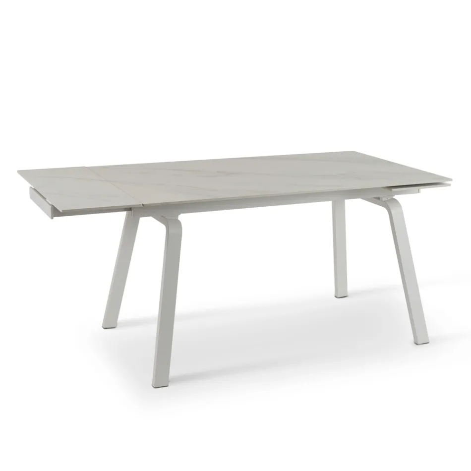 Ausziehbarer Tisch bis zu 200 cm aus gesintertem Stein mit Marmoreffekt – Ananas Viadurini