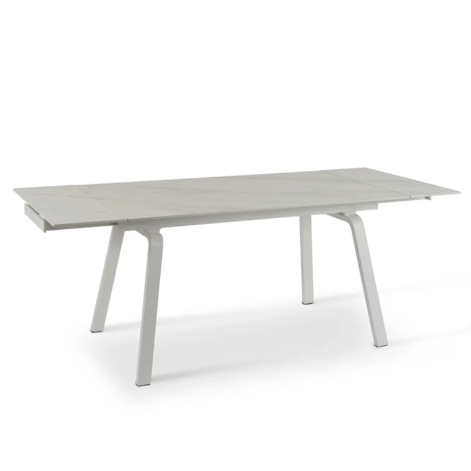 Ausziehbarer Tisch bis zu 200 cm aus gesintertem Stein mit Marmoreffekt – Ananas Viadurini