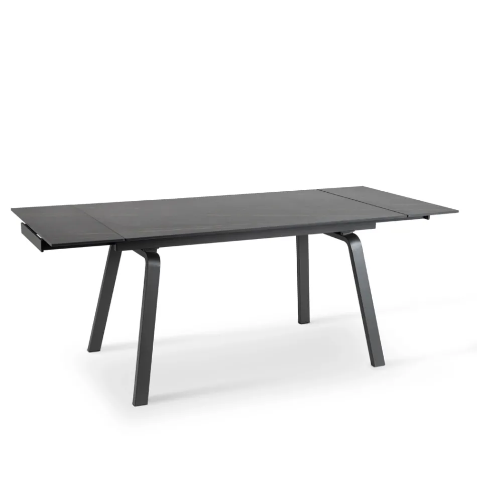 Ausziehbarer Tisch bis zu 200 cm aus gesintertem Stein mit Marmoreffekt – Ananas Viadurini
