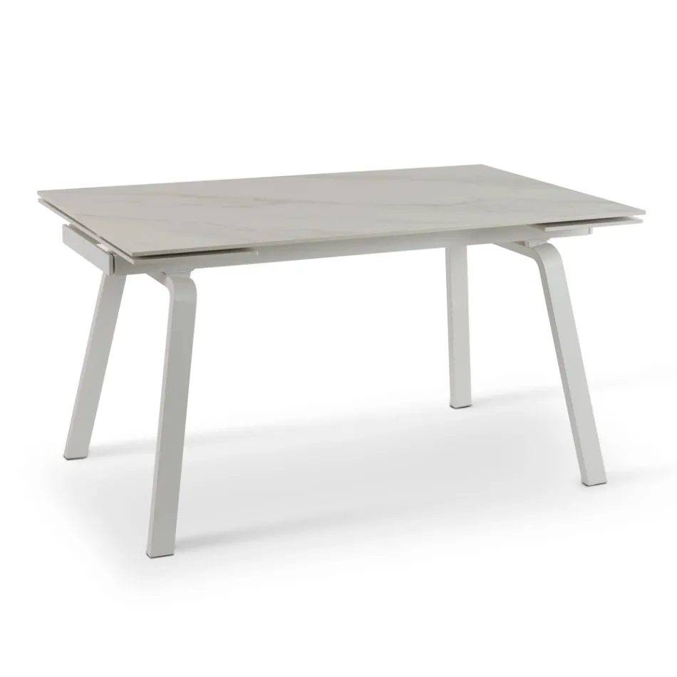 Ausziehbarer Tisch bis zu 200 cm aus gesintertem Stein mit Marmoreffekt – Ananas Viadurini