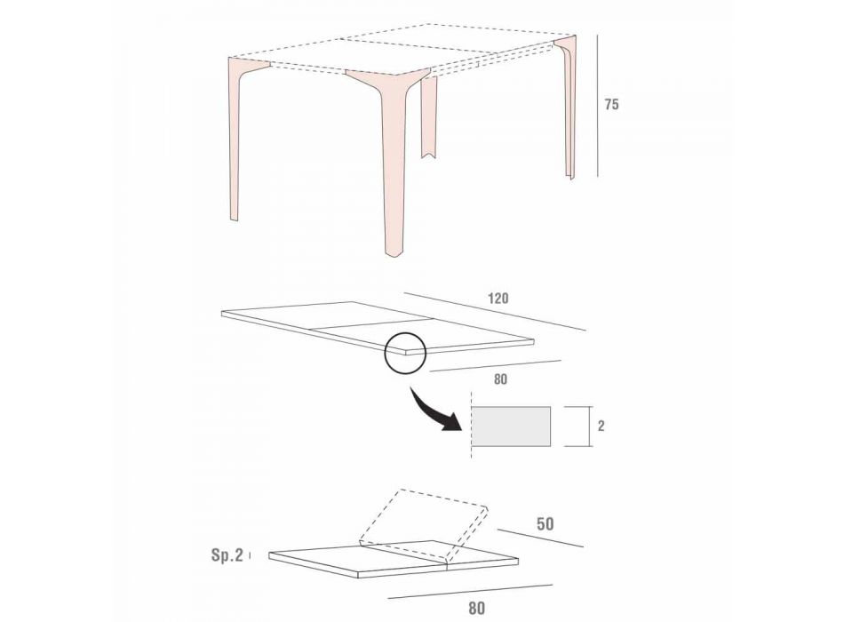 Ausziehbarer Tisch Bis zu 222 cm in HPL Holzoptik Made in Italy - Vulcano Viadurini