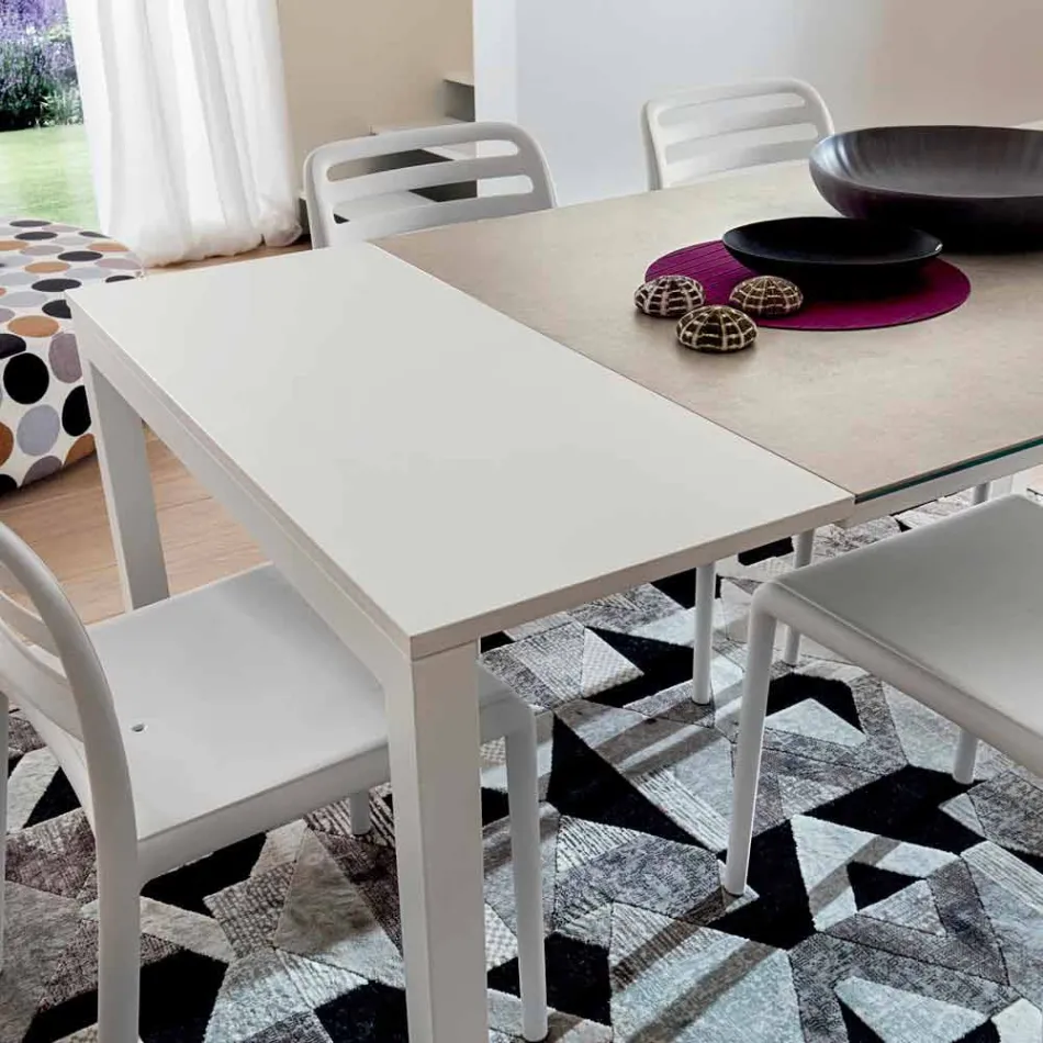 Ausziehbarer Tisch Bis zu 238 cm aus Laminam und Metall Made in Italy - Remigio Viadurini