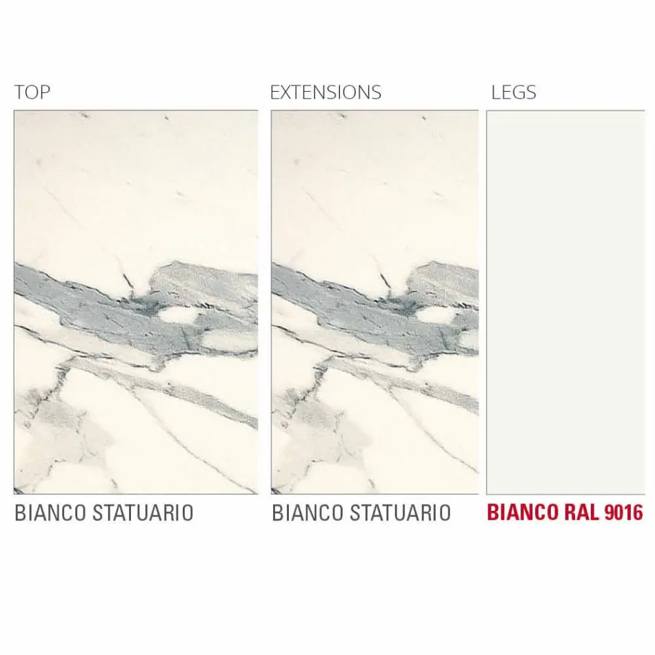 Ausziehbarer Tisch Bis zu 238 cm aus Laminam und Metall Made in Italy - Remigio Viadurini