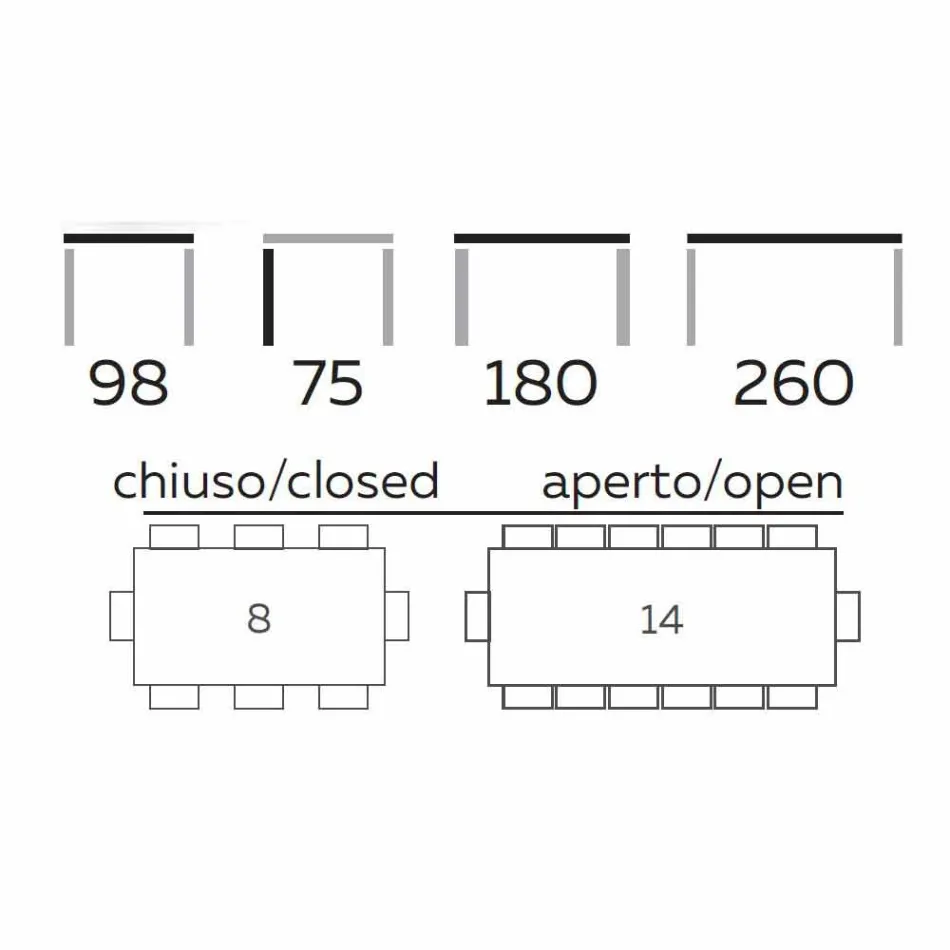 Ausziehbarer Tisch Bis zu 260 cm aus Steinzeug, Marmor und Holz Made in Italy - Malita Viadurini