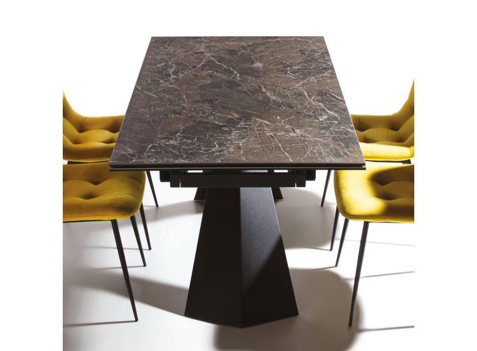 Ausziehbarer Tisch bis 280 cm aus Stahl und mattem Keramikglas - Viterbo