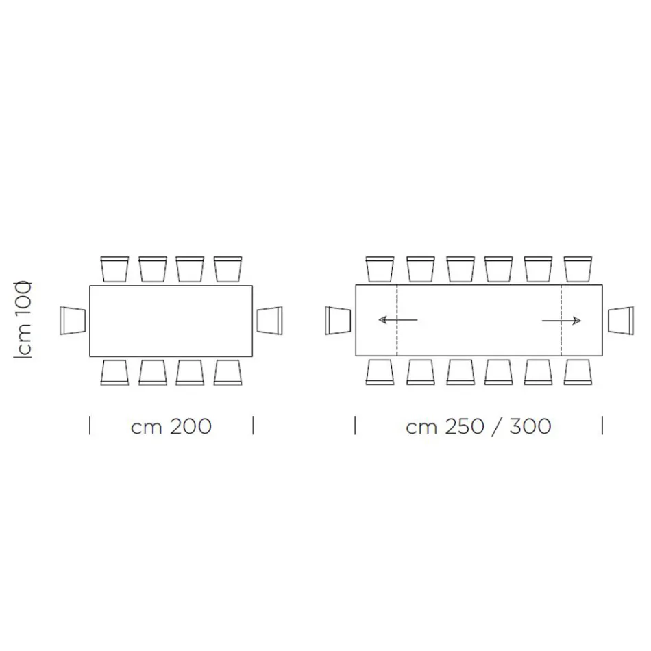 Ausziehbarer Tisch bis 300 cm mit furnierter Platte, hergestellt in Italien – Grotta Viadurini