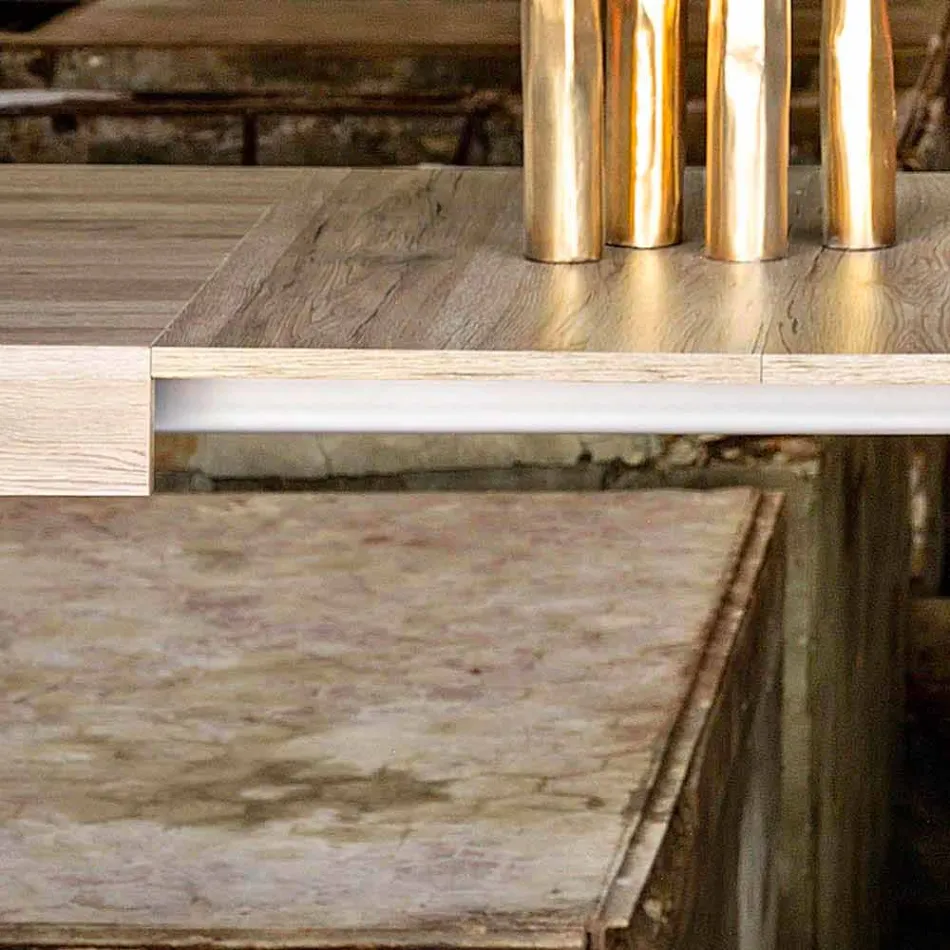 Ausziehbarer Tisch bis zu 300 cm modernes Design in Oky Melamin Viadurini