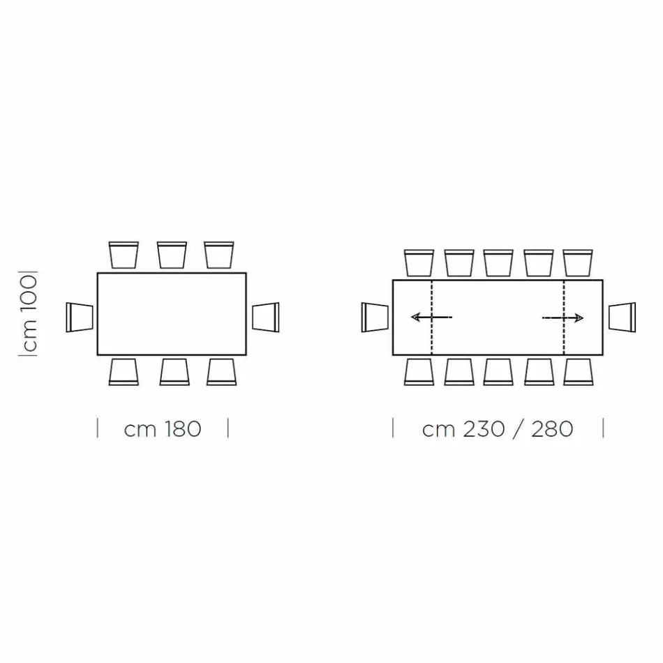 Ausziehbarer Tisch bis 300 cm aus Holz und Stahl, hergestellt in Italien – Settimmio Viadurini