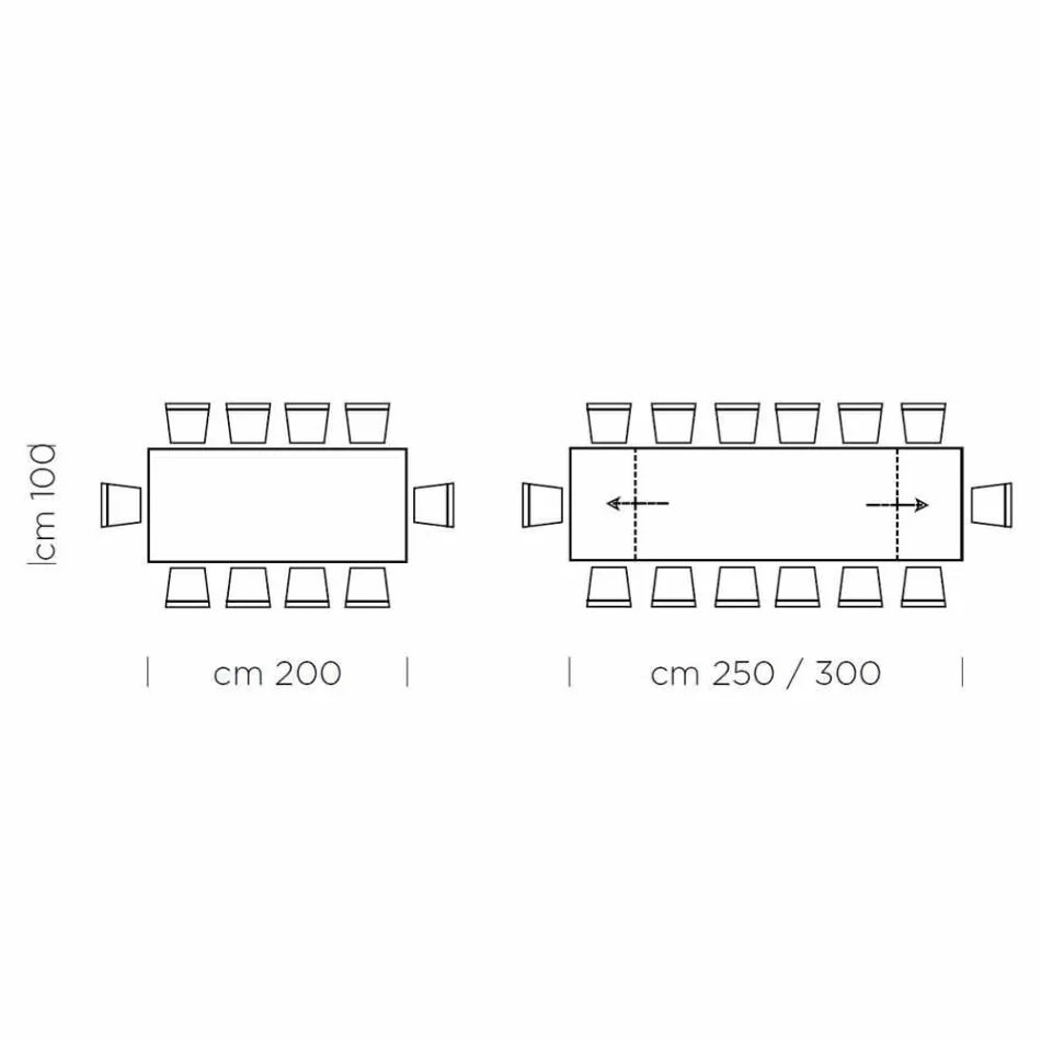 Ausziehbarer Tisch bis 300 cm aus Holz und Stahl, hergestellt in Italien – Settimmio Viadurini