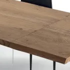 Ausziehbarer Tisch bis 300 cm aus furniertem Holz und Glas – Tear Viadurini