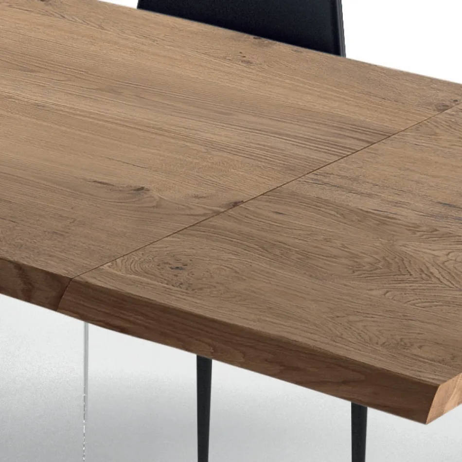 Ausziehbarer Tisch bis 300 cm aus furniertem Holz und Glas – Tear Viadurini