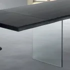 Ausziehbarer Tisch bis 300 cm aus furniertem Holz und Glas – Tear Viadurini