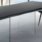 Ausziehbarer Tisch bis 300 cm aus furniertem Holz und Glas – Tear Viadurini